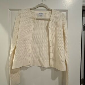 Old Navy Women's Ivory Cable Knit Cardigan